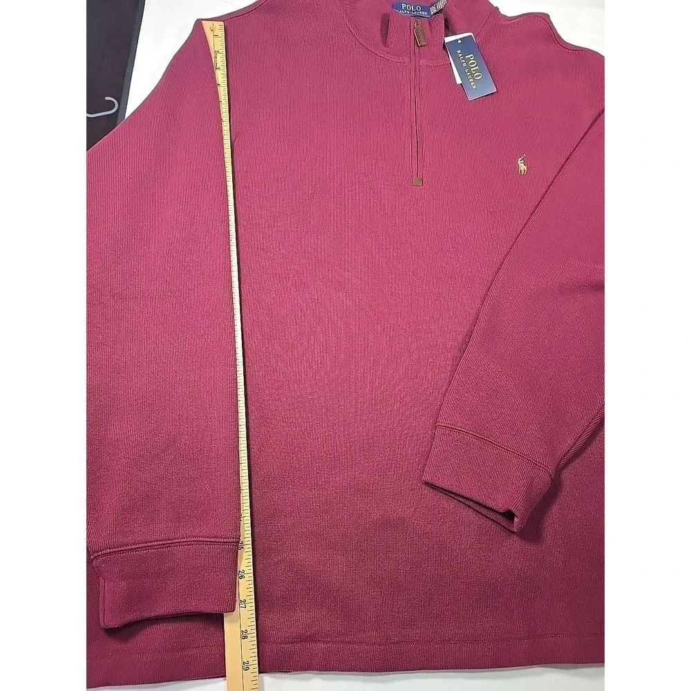 NWT Polo Ralph Lauren‎ 1/4 Zip Sweater Maroon Big 3XLT Old Money